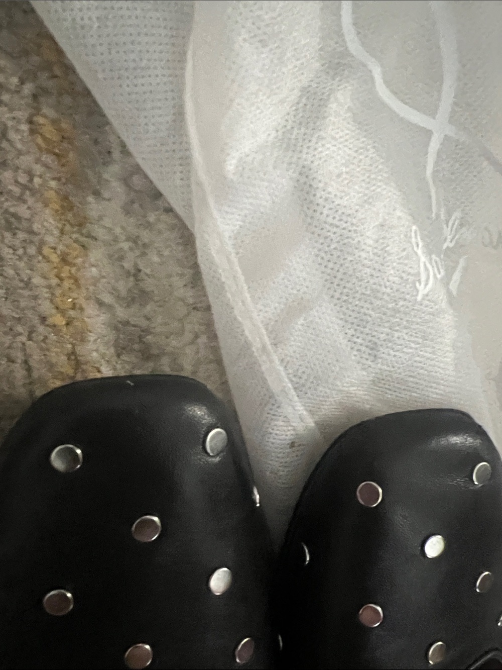 Sam Edelman Black Mary Jane Flats with Silver Studs and Gold Buckle - Picture 5 of 6
